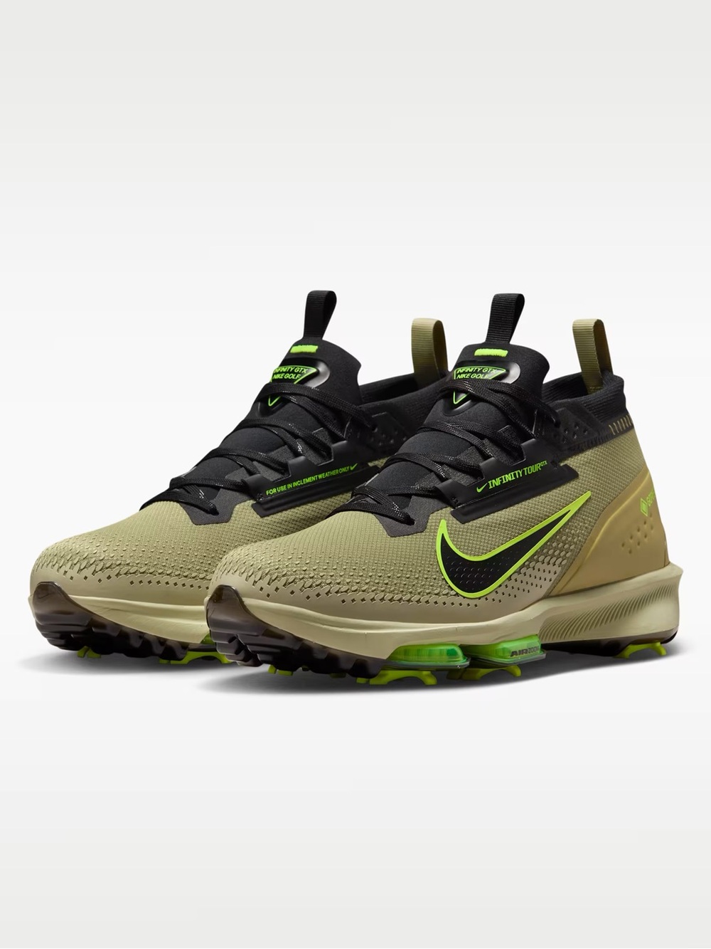 Nike Infinity Tour Next% 2 GTX Dusty Olive Black Volt FV4897 300 Men's Size 9